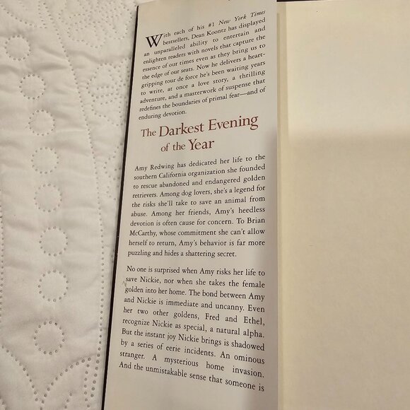 Dean Koontz "The Darkest Evening Of The Year" Hardcover 2007 Bantam Book - Picture 3 of 10